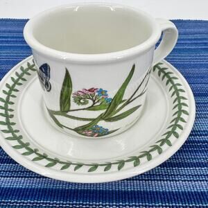 Portmeirion Botanic Garden ONE Tea Cup + ONE Saucer 8 oz Forget-Me-Not Vintage